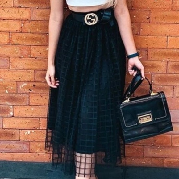 Dresses & Skirts - 034 Luxe Black Mesh Layered Maxi Skirt